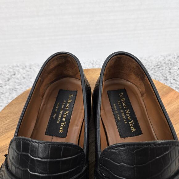 To Boot New York Men 8M Alki Black Alligator Embossed Leather Daily Penny Loafer